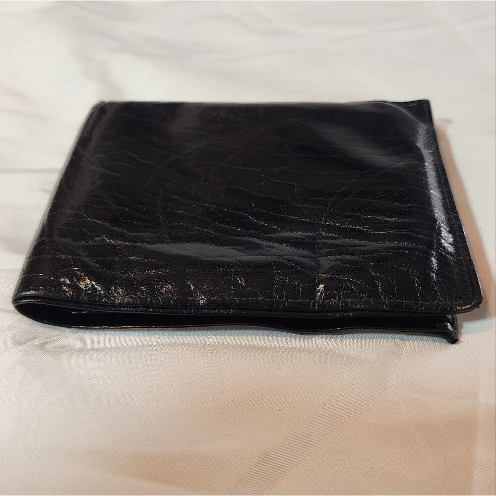 Men's Vintage Black Leather Wallet Patents Cartad'identita Bufalo